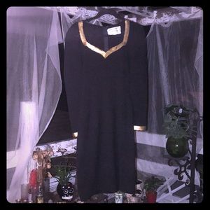 Glam Goth 89s Vintage Sweater Dress W/Gold Detail